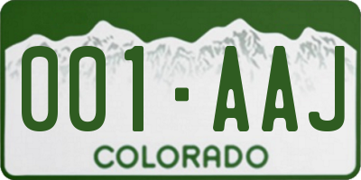 CO license plate 001AAJ