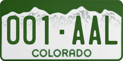 CO license plate 001AAL