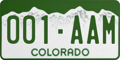 CO license plate 001AAM