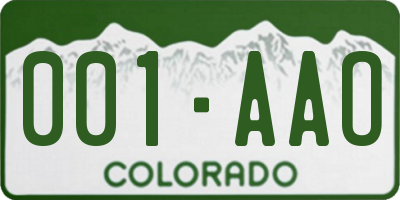 CO license plate 001AAO