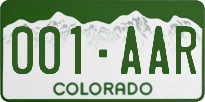 CO license plate 001AAR