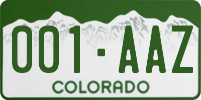 CO license plate 001AAZ