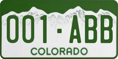 CO license plate 001ABB