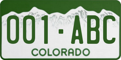 CO license plate 001ABC