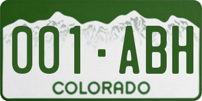 CO license plate 001ABH