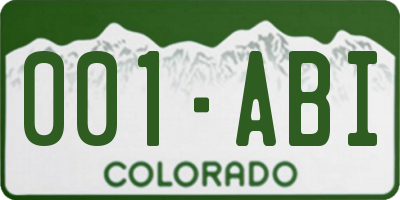 CO license plate 001ABI