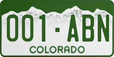 CO license plate 001ABN