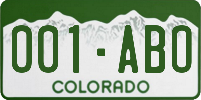 CO license plate 001ABO