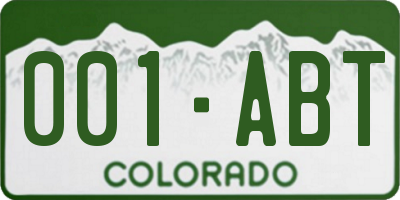 CO license plate 001ABT