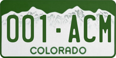 CO license plate 001ACM