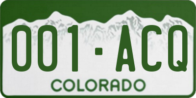 CO license plate 001ACQ