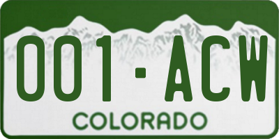 CO license plate 001ACW