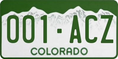 CO license plate 001ACZ