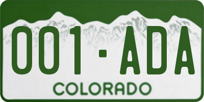 CO license plate 001ADA