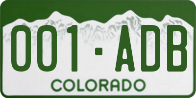 CO license plate 001ADB