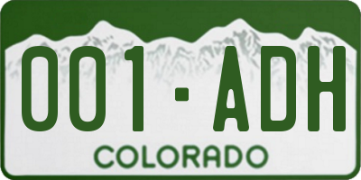 CO license plate 001ADH