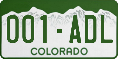 CO license plate 001ADL