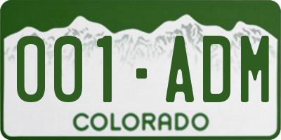 CO license plate 001ADM