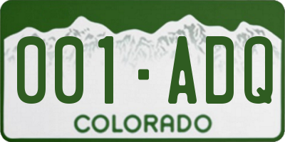 CO license plate 001ADQ