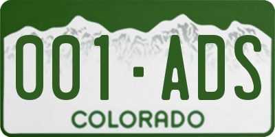 CO license plate 001ADS