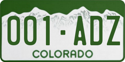 CO license plate 001ADZ