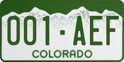 CO license plate 001AEF