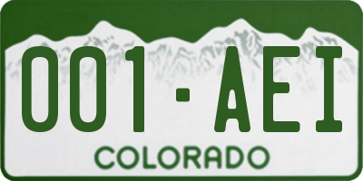 CO license plate 001AEI