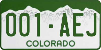 CO license plate 001AEJ