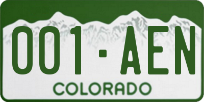 CO license plate 001AEN