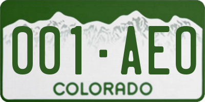 CO license plate 001AEO