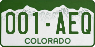 CO license plate 001AEQ