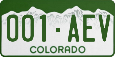 CO license plate 001AEV