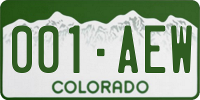 CO license plate 001AEW