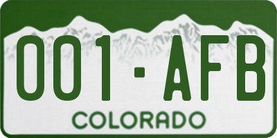 CO license plate 001AFB