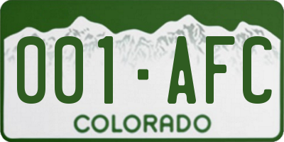 CO license plate 001AFC