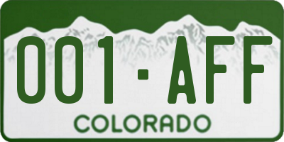CO license plate 001AFF