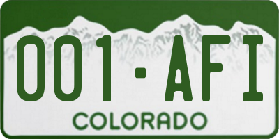 CO license plate 001AFI