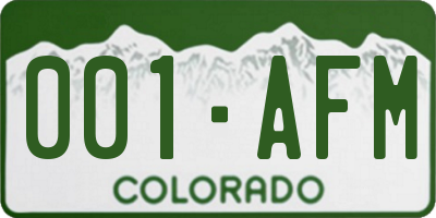 CO license plate 001AFM