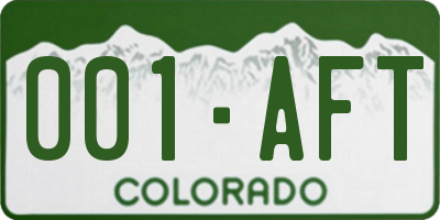 CO license plate 001AFT