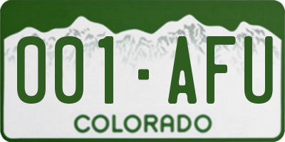 CO license plate 001AFU