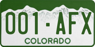 CO license plate 001AFX