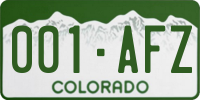 CO license plate 001AFZ