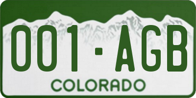 CO license plate 001AGB