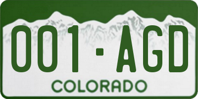 CO license plate 001AGD