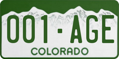 CO license plate 001AGE