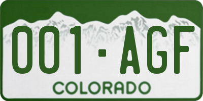 CO license plate 001AGF