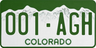 CO license plate 001AGH