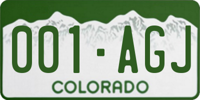 CO license plate 001AGJ