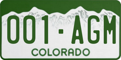 CO license plate 001AGM
