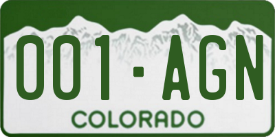 CO license plate 001AGN